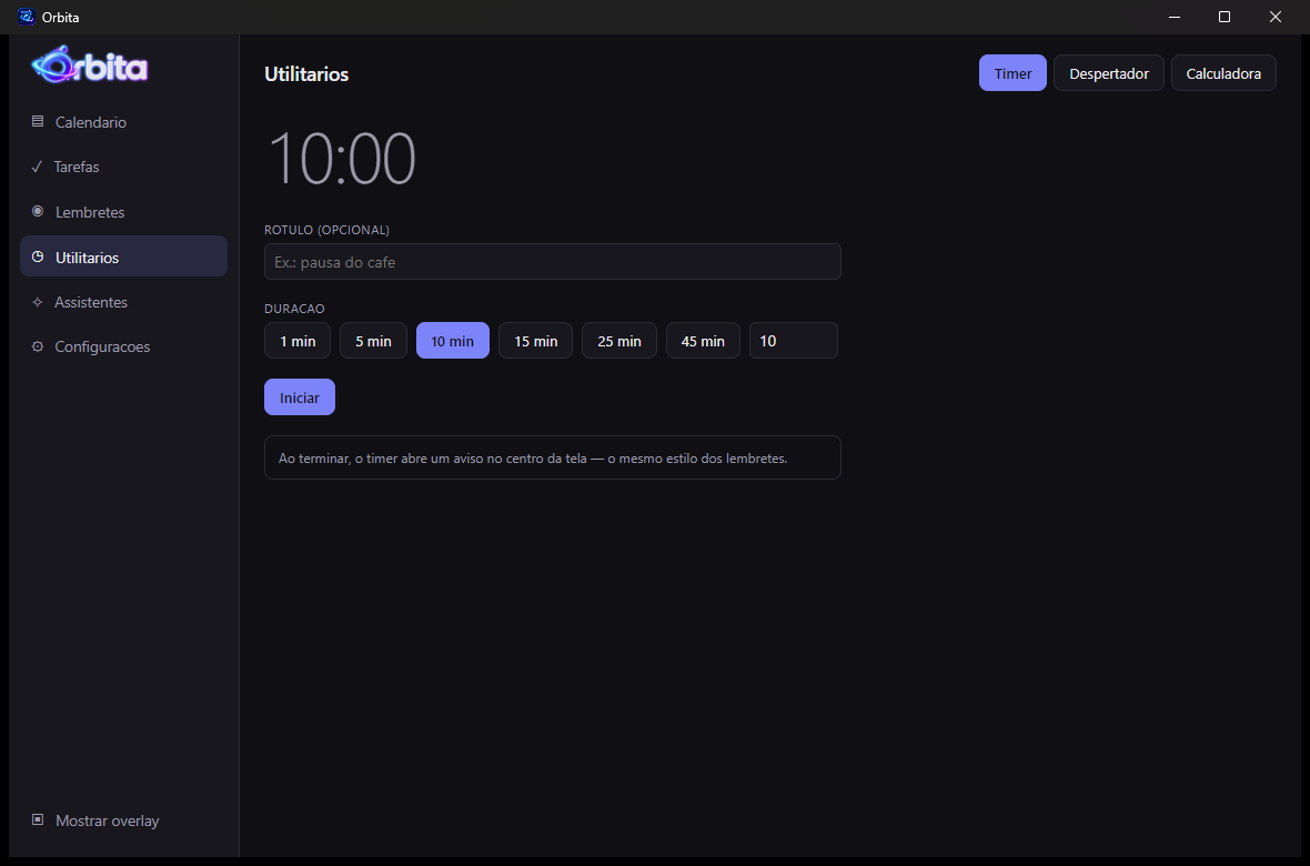 Timer com durações predefinidas